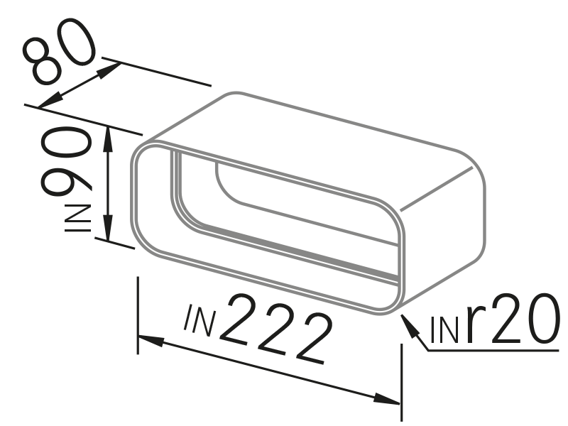 Campanas Extractoras de Cocina - Conector conducto plano - Plano técnico