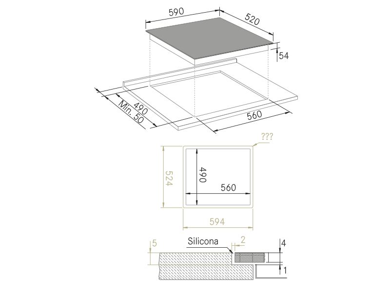 Placas de inducción de diseño - Vitro Basic 603 - Plano técnico