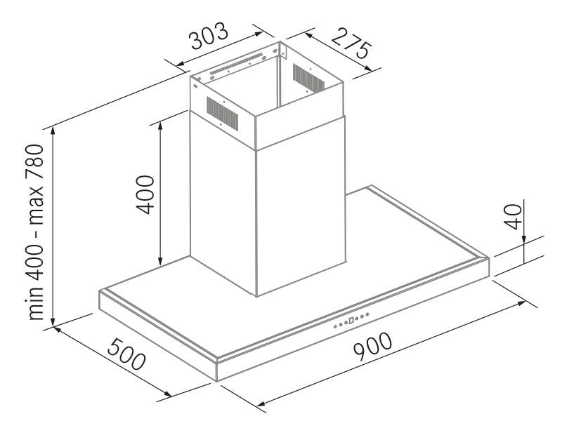 Campanas Extractoras de Cocina - M911 - Plano técnico