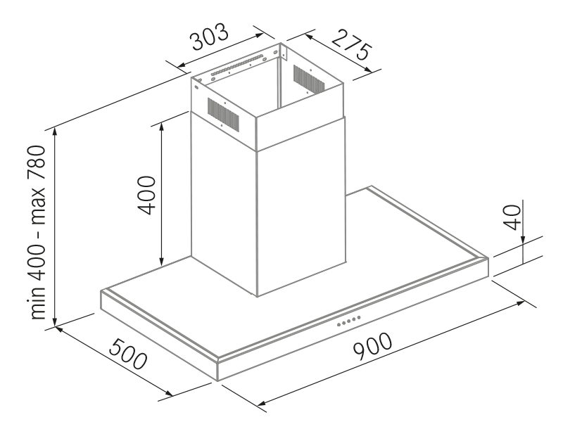 Campanas Extractoras de Cocina - M901 - Plano técnico